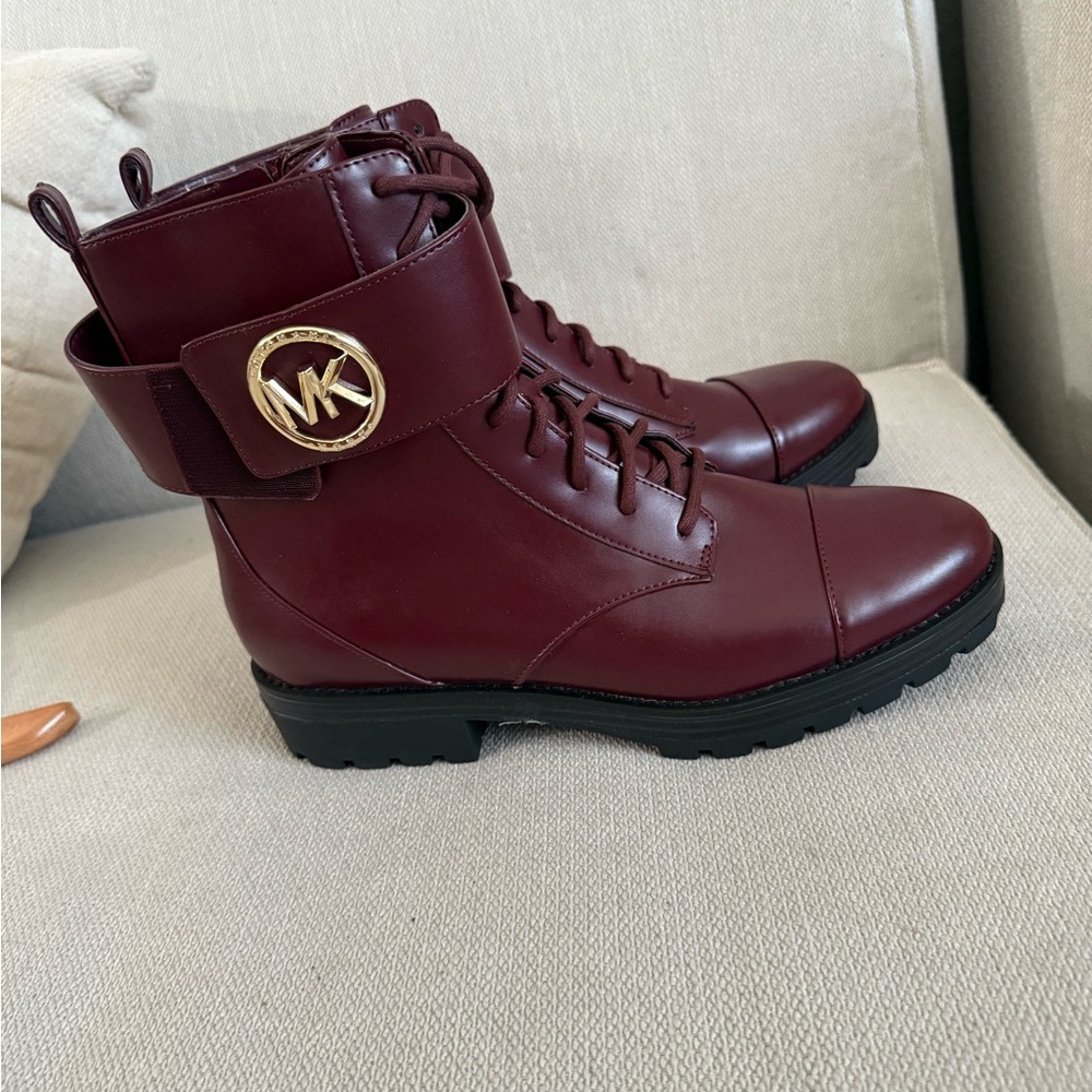 Michael Kors lace up Burgundy Combat Boots